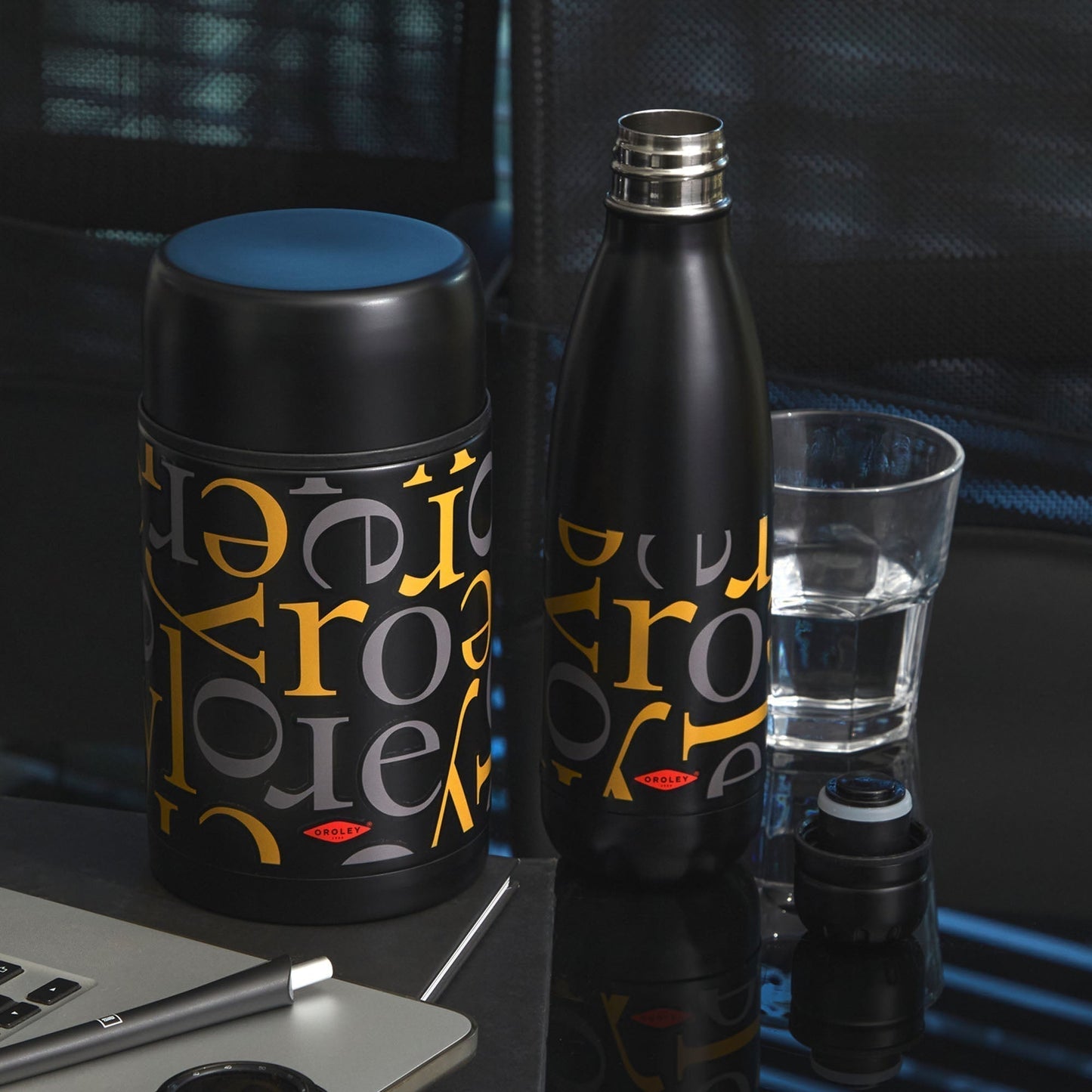 Set Letras Termo Comida + Botella Térmica Oroley1#Negro