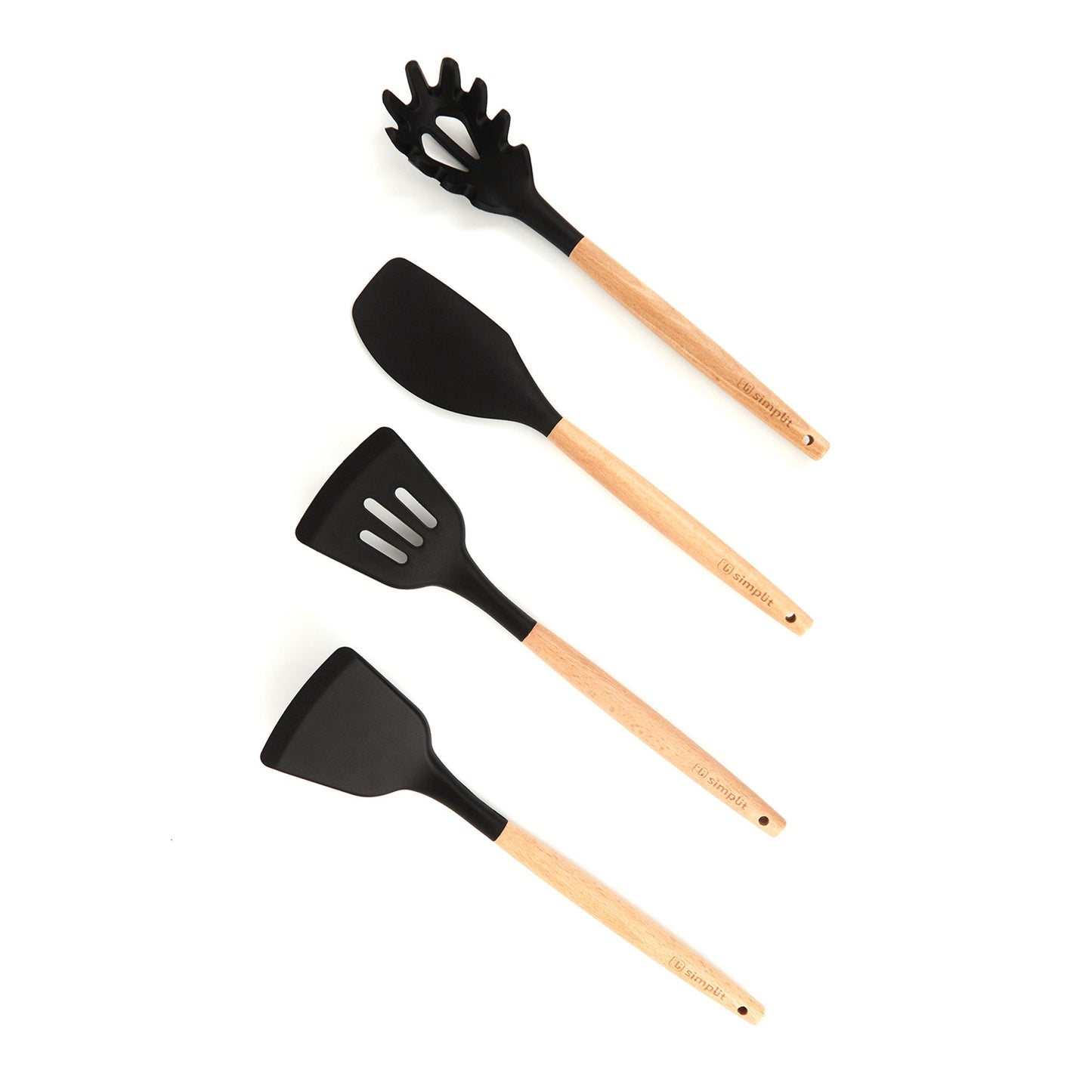 Kit Batería Cocina 8 Pzs + Set 12 Utensilios Simplit8#Negro