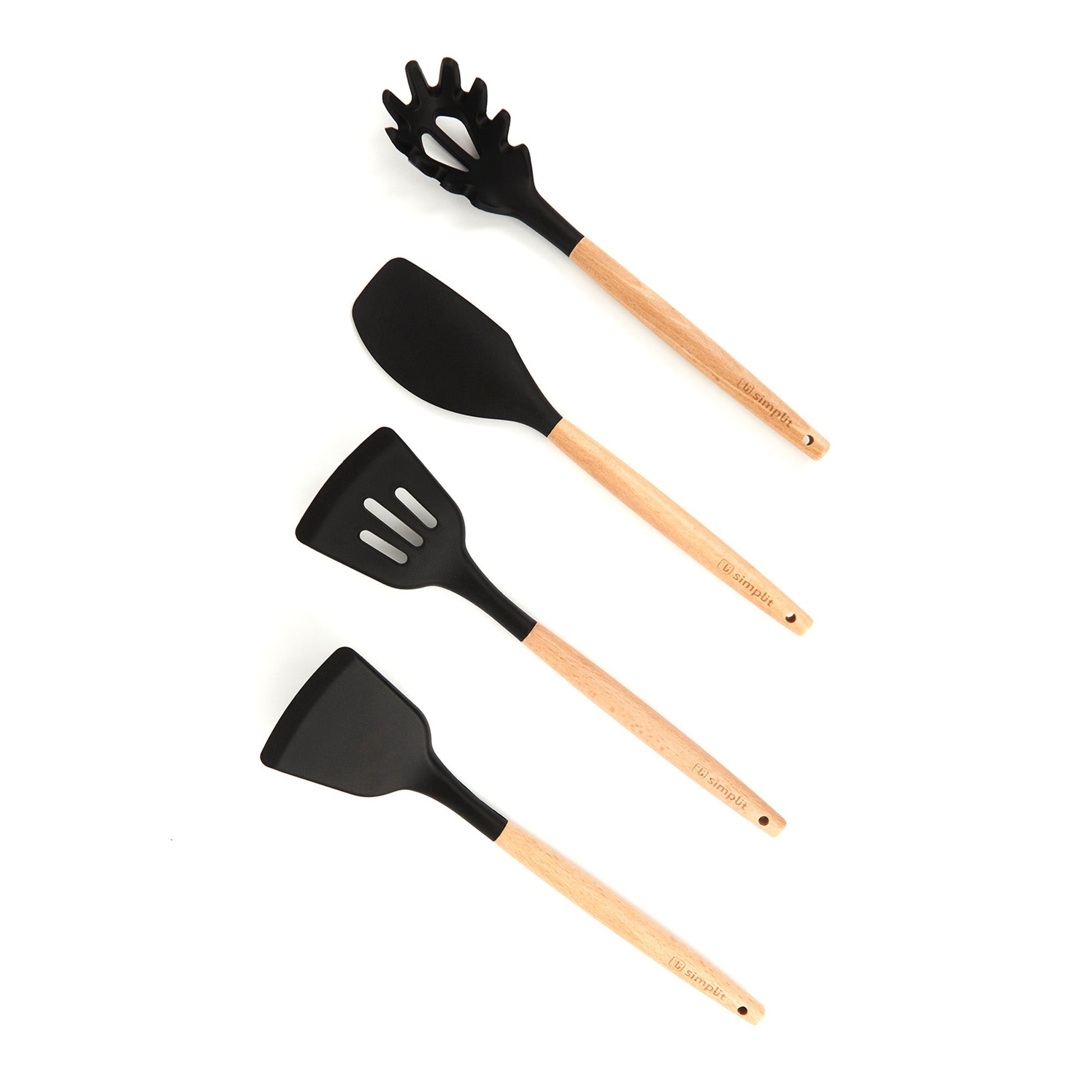 Kit Batería Cocina 8 Pzs + Set 12 Utensilios Simplit8#Negro