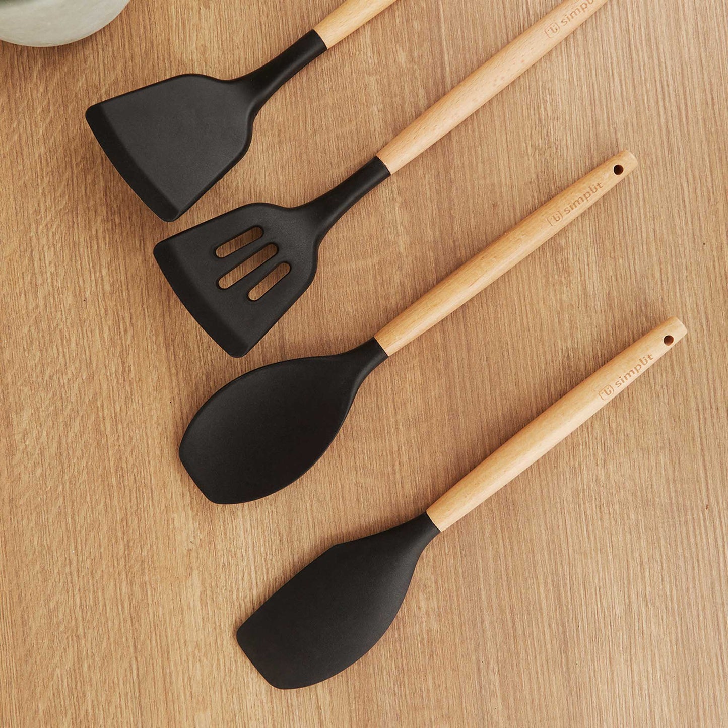 Kit Batería Cocina 8 Pzs + Set 12 Utensilios Simplit5#Negro
