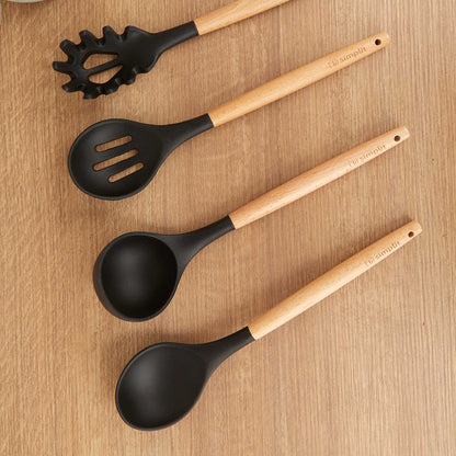 Kit Batería Cocina 8 Pzs + Set 12 Utensilios Simplit6#Negro
