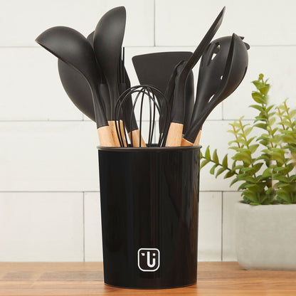 Kit Batería Cocina 8 Pzs + Set 12 Utensilios Simplit3#Negro