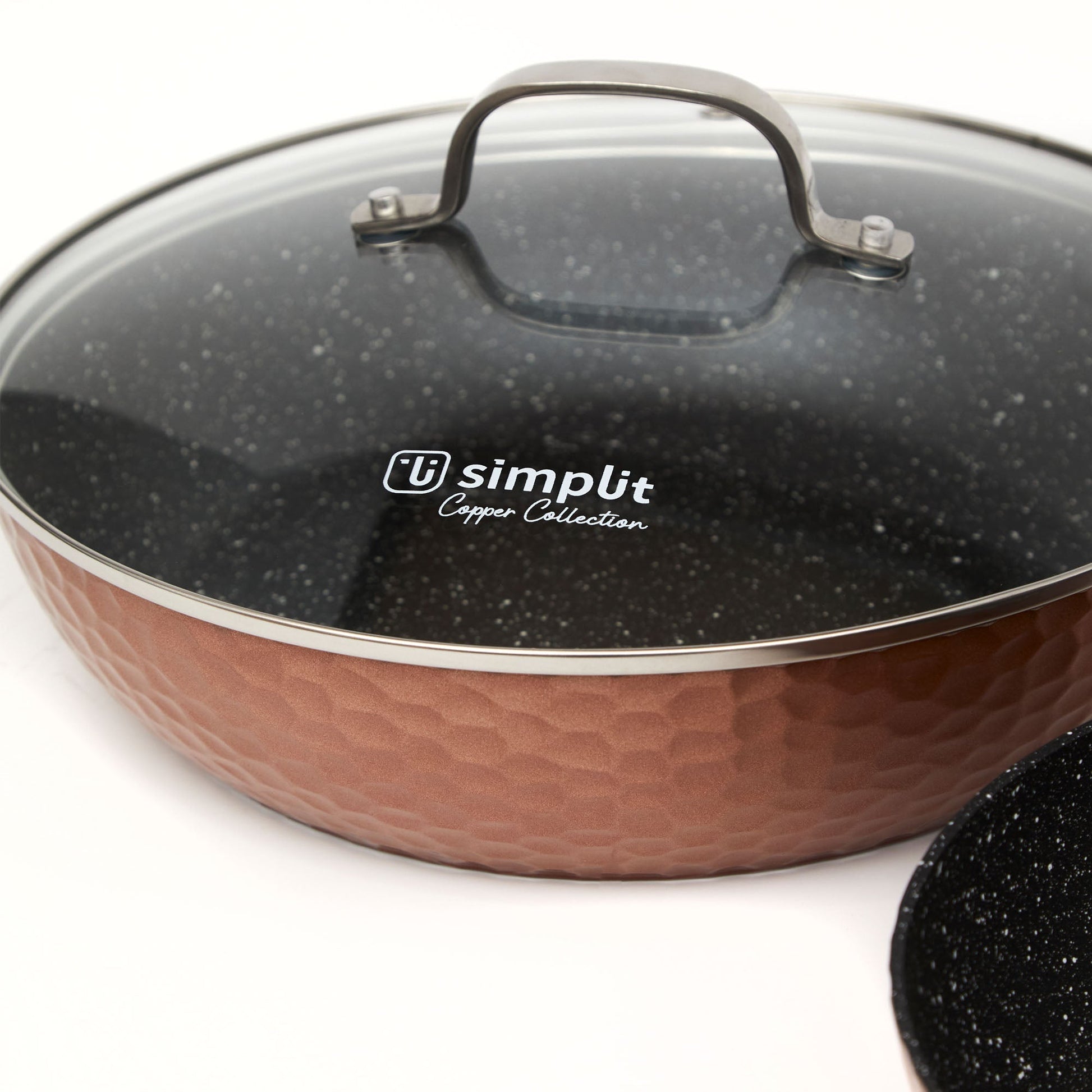 Set 2 Sartenes Cobre Antiadherente 28 cm Tapa + 24 cm Simplit7#Cobre