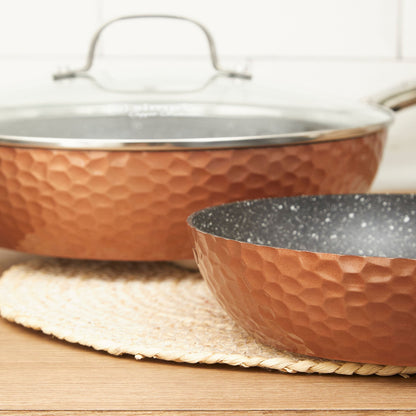 Set 2 Sartenes Cobre Antiadherente 28 cm Tapa + 24 cm Simplit2#Cobre