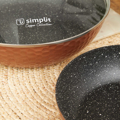 Set 2 Sartenes Cobre Antiadherente 28 cm Tapa + 24 cm Simplit5#Cobre