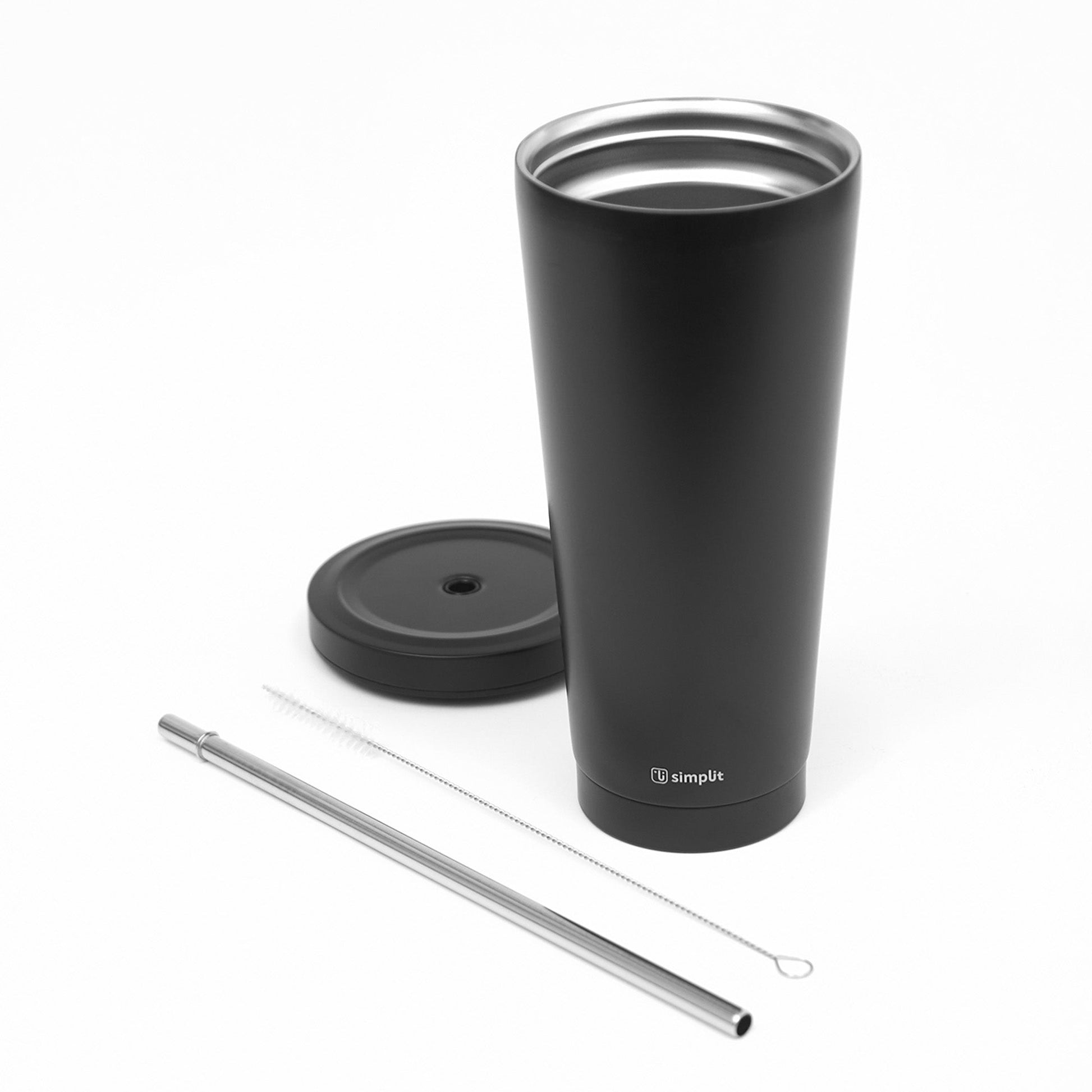 Vaso Térmico Tumbler 750ml Tapa y Bombilla Simplit6#Negro