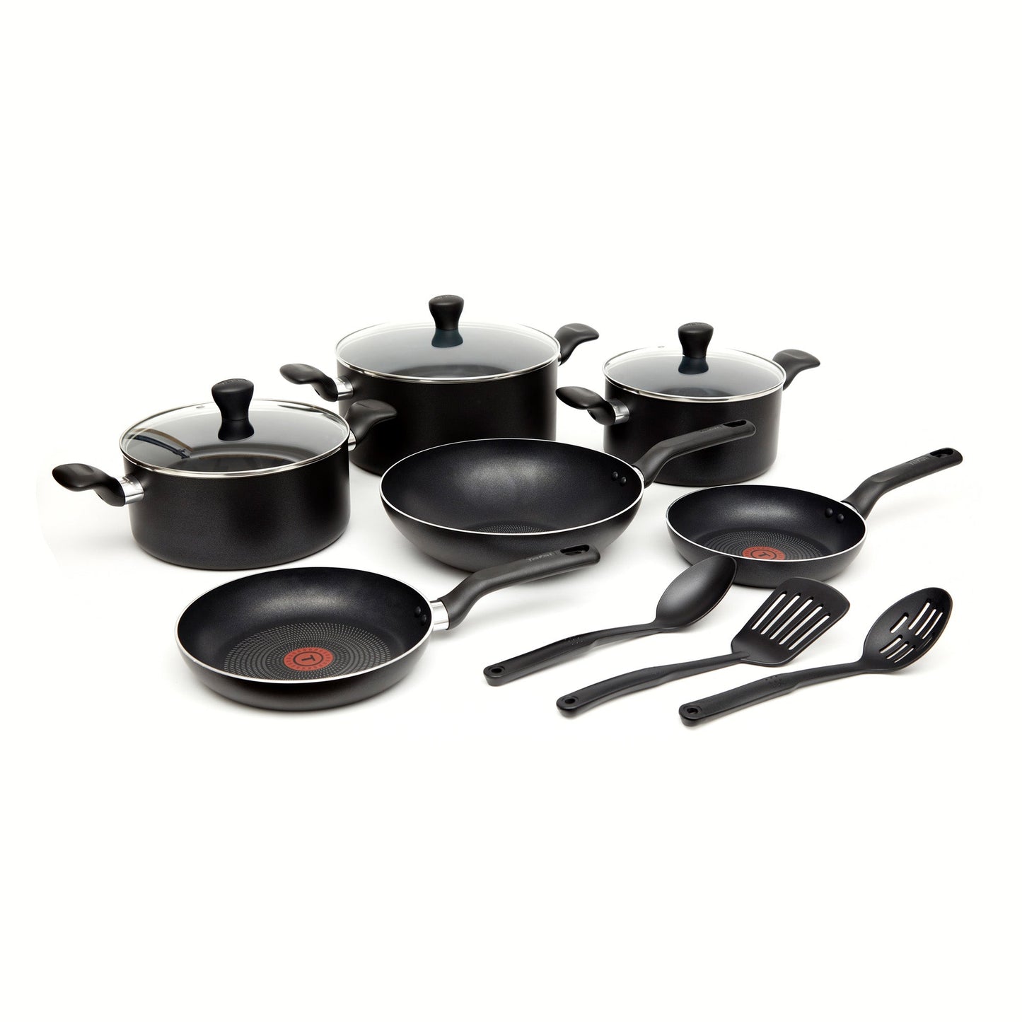 Batería de Cocina Antiadherente Supercook 12 PCS Tefal4#Negro