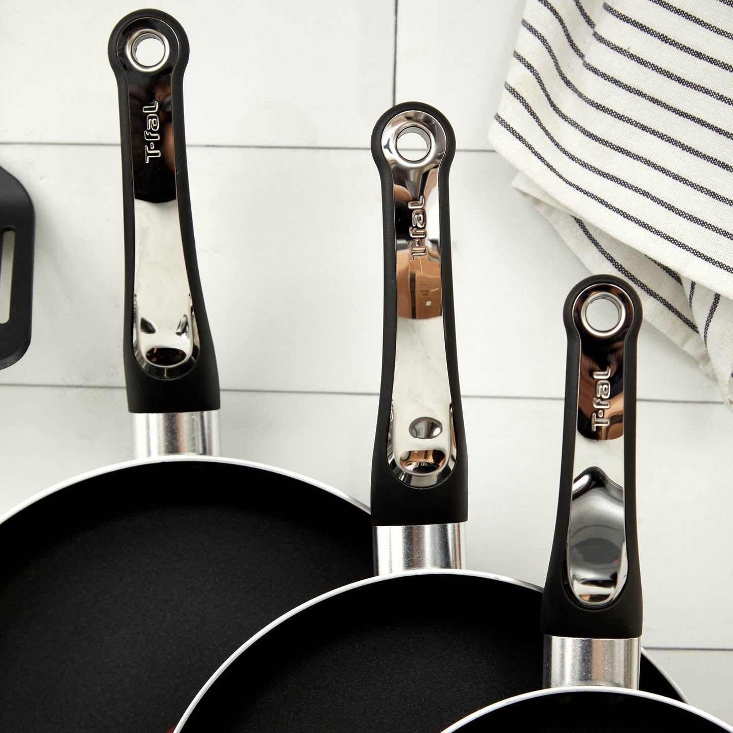 Batería de Cocina Antiadherente Platinum Negro 12 PCS Tefal10#Negro