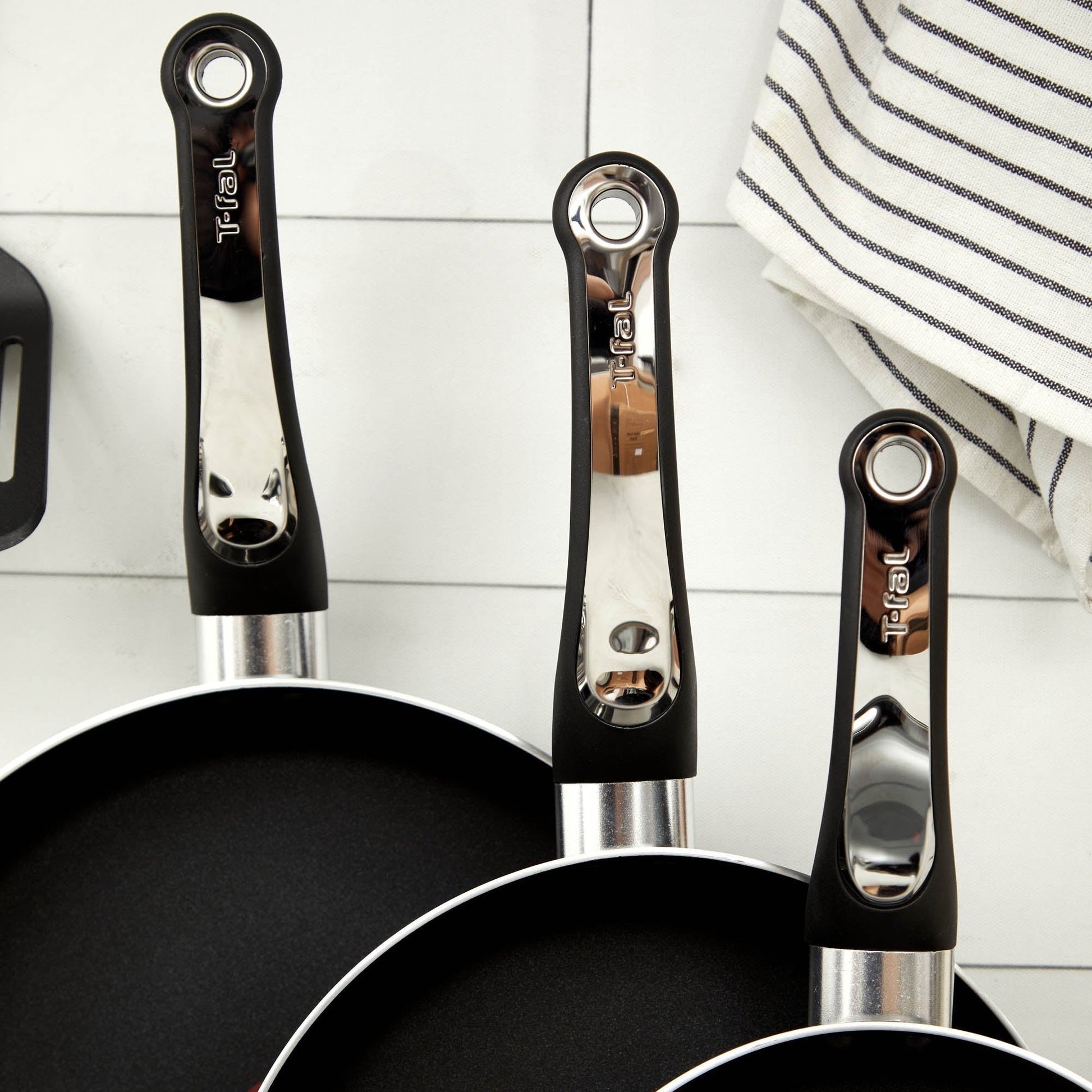 Batería de Cocina Antiadherente Platinum Negro 12 PCS Tefal10#Negro