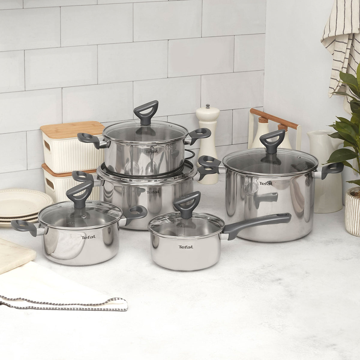 Bateria De Cocina Acero Inoxidable DailyCook 10 PCS Tefal