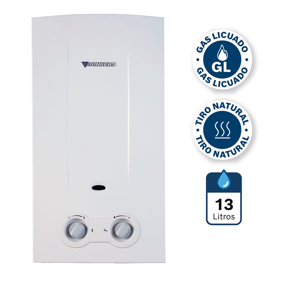 Calefón Ionizado 13 Lts Gas Licuado Junkers2#Blanco