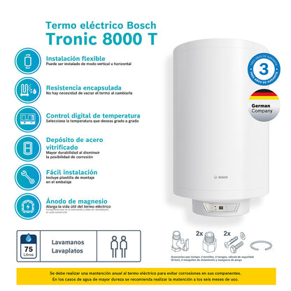 Termo Eléctrico 75 Lts TR8000T Bosch4#Blanco