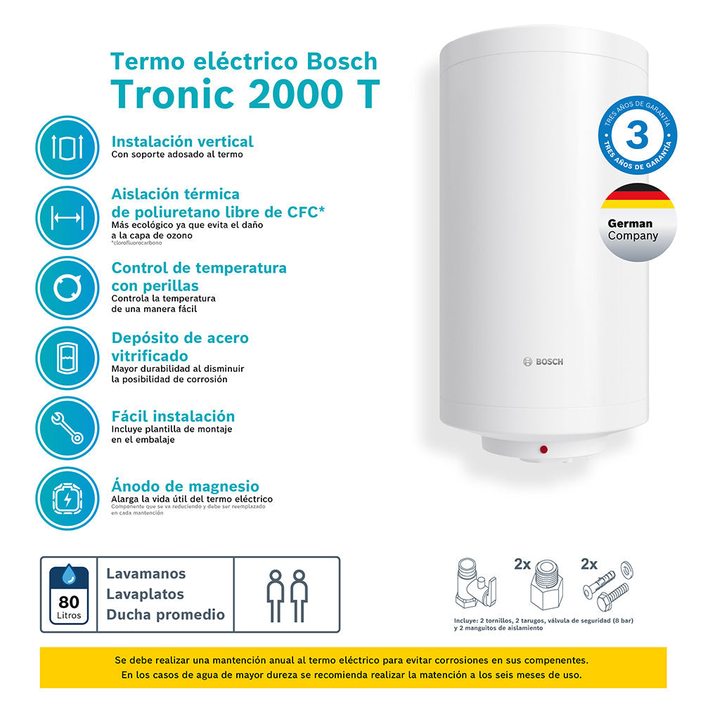 Termo Eléctrico 80 Lts TR2000T Bosch5#Blanco