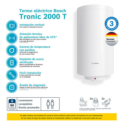 Termo Eléctrico 80 Lts TR2000T Bosch5#Blanco