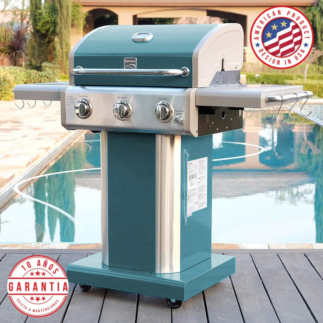 Parrilla a Gas 3 Quemadores Kenmore2#Azul Cielo