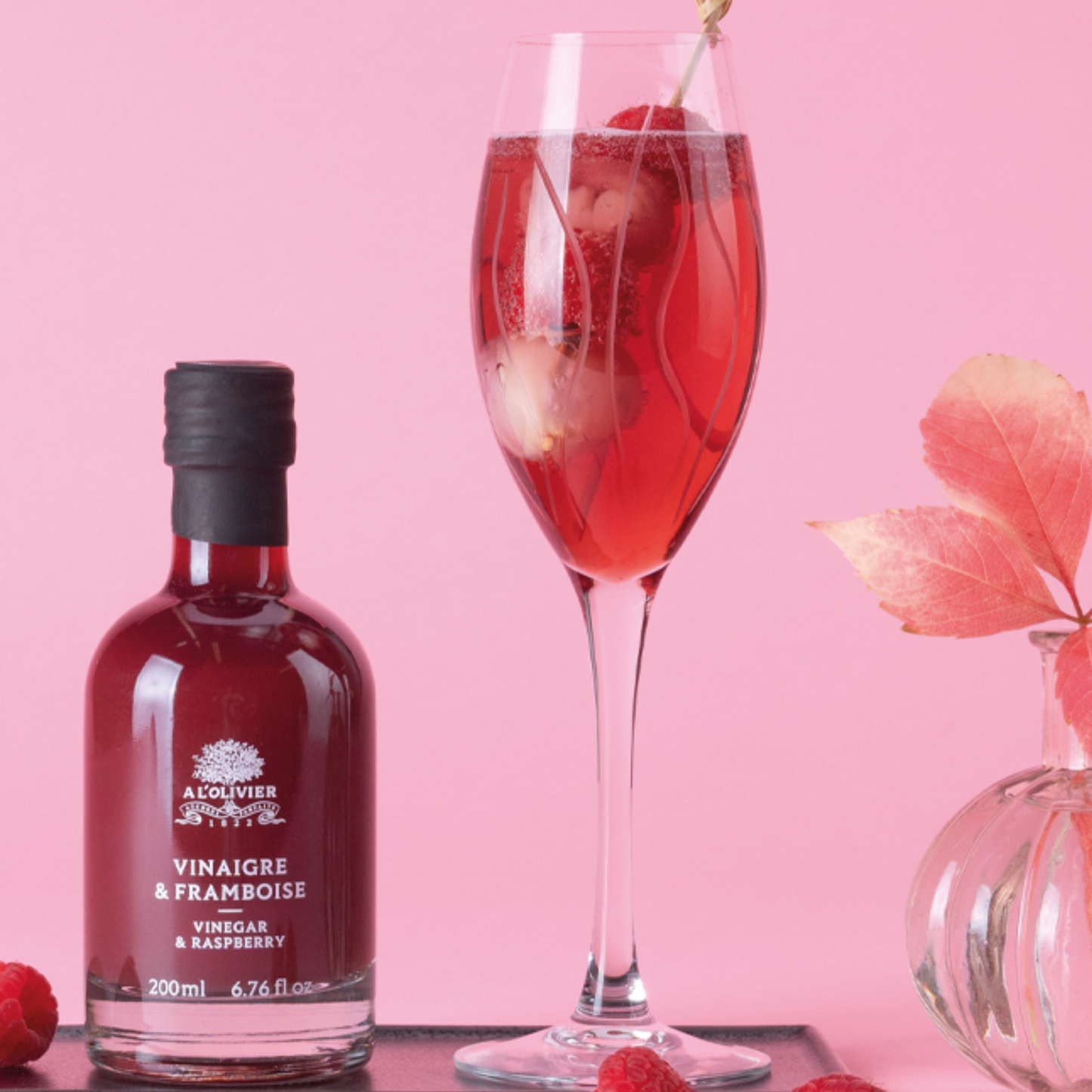 Vinagre con Pulpa de Frambuesa 200 ml Al 'Olivier