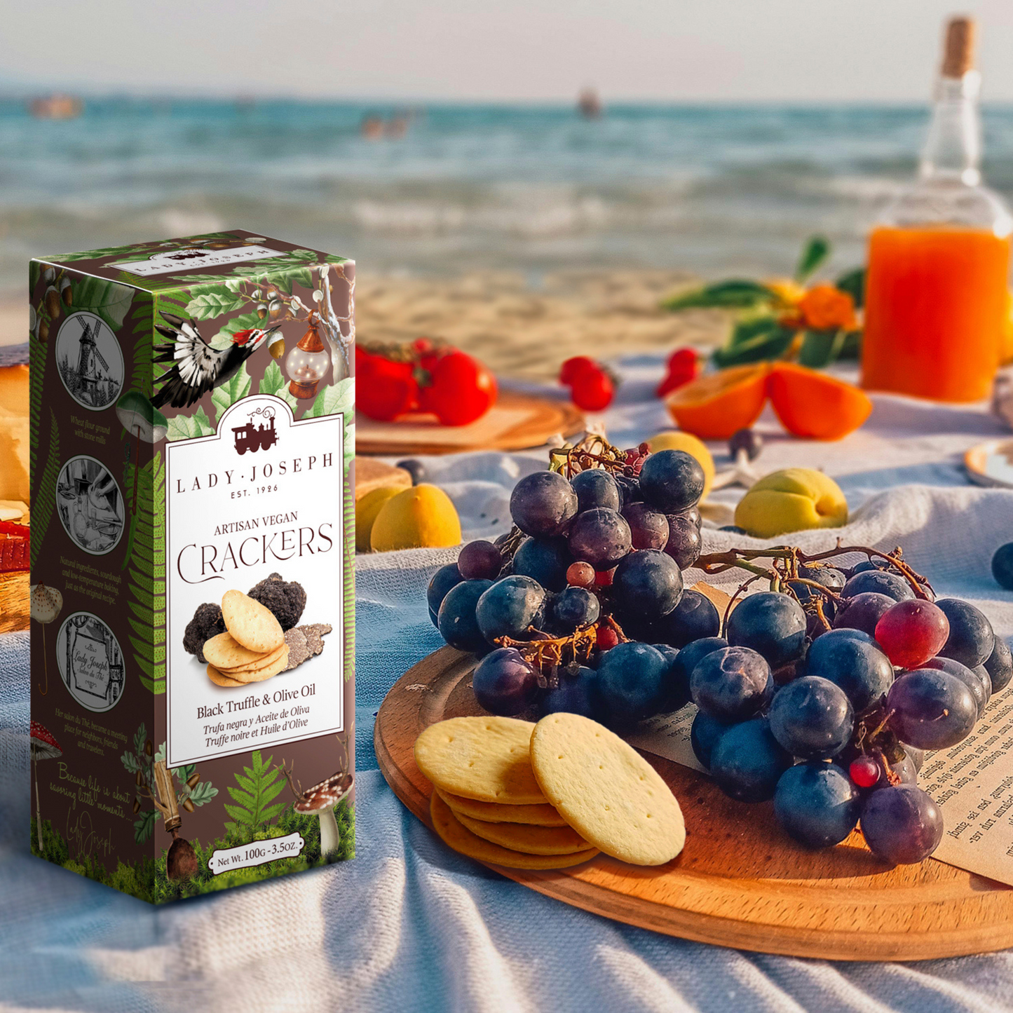 Galletas Crackers Trufa Negra y Aceite de Oliva 100 Grs Lady Joseph