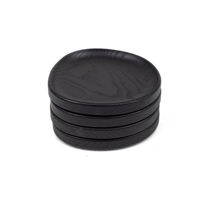Kit Tabla Madera Negra 49 cms Coquinaria + Set 4 platos Madera Negra Coquinaria