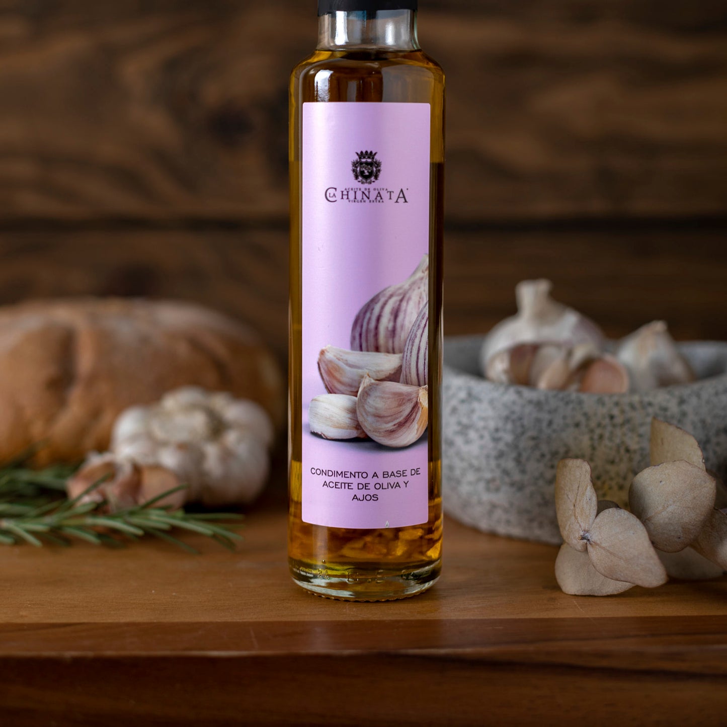 Aceite de oliva extra virgen aromatizado con ajos 250ml La Chinata
