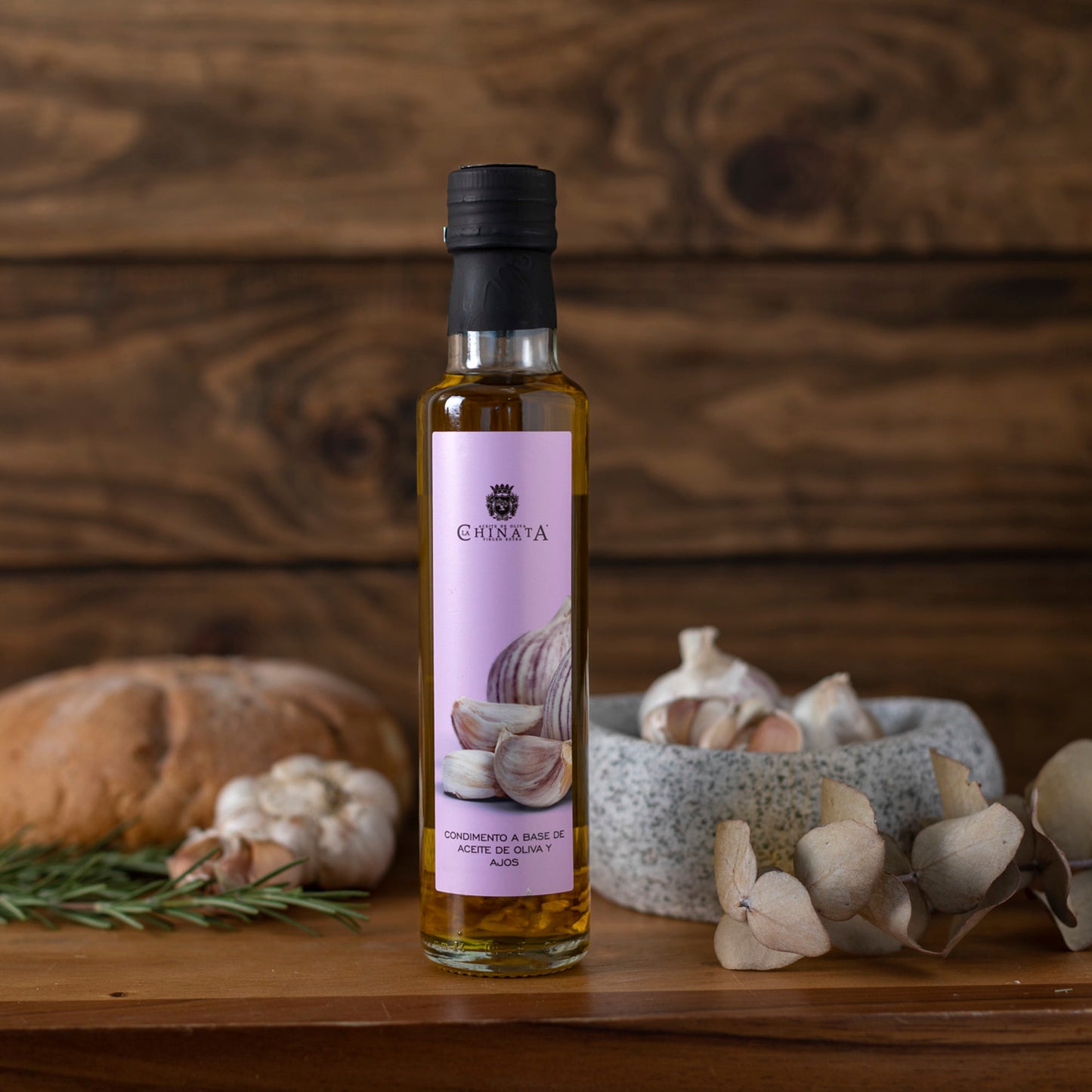 Aceite de oliva extra virgen aromatizado con ajos 250ml La Chinata