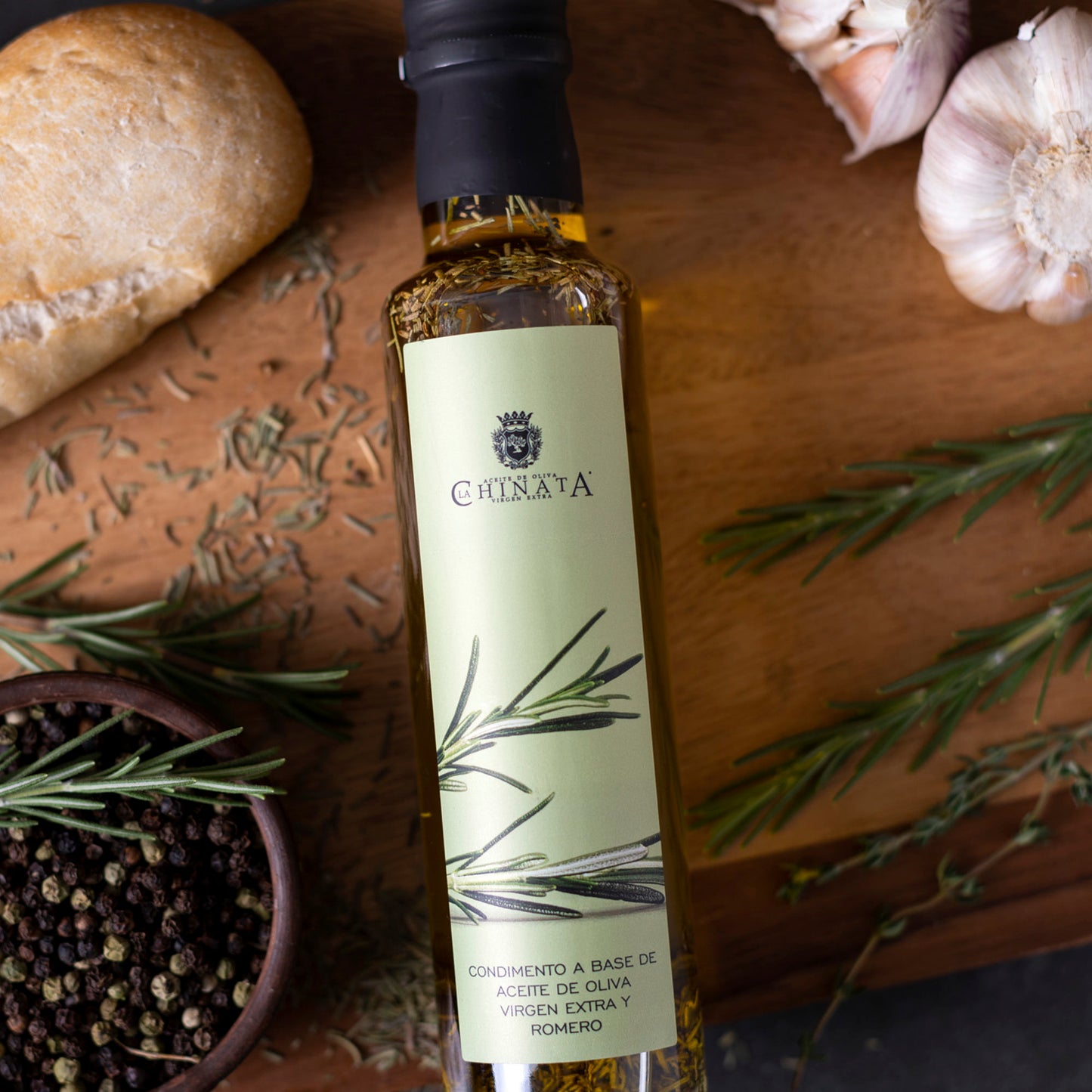Aceite oliva extra virgen aromatizado c_romero 250ml La Chinata