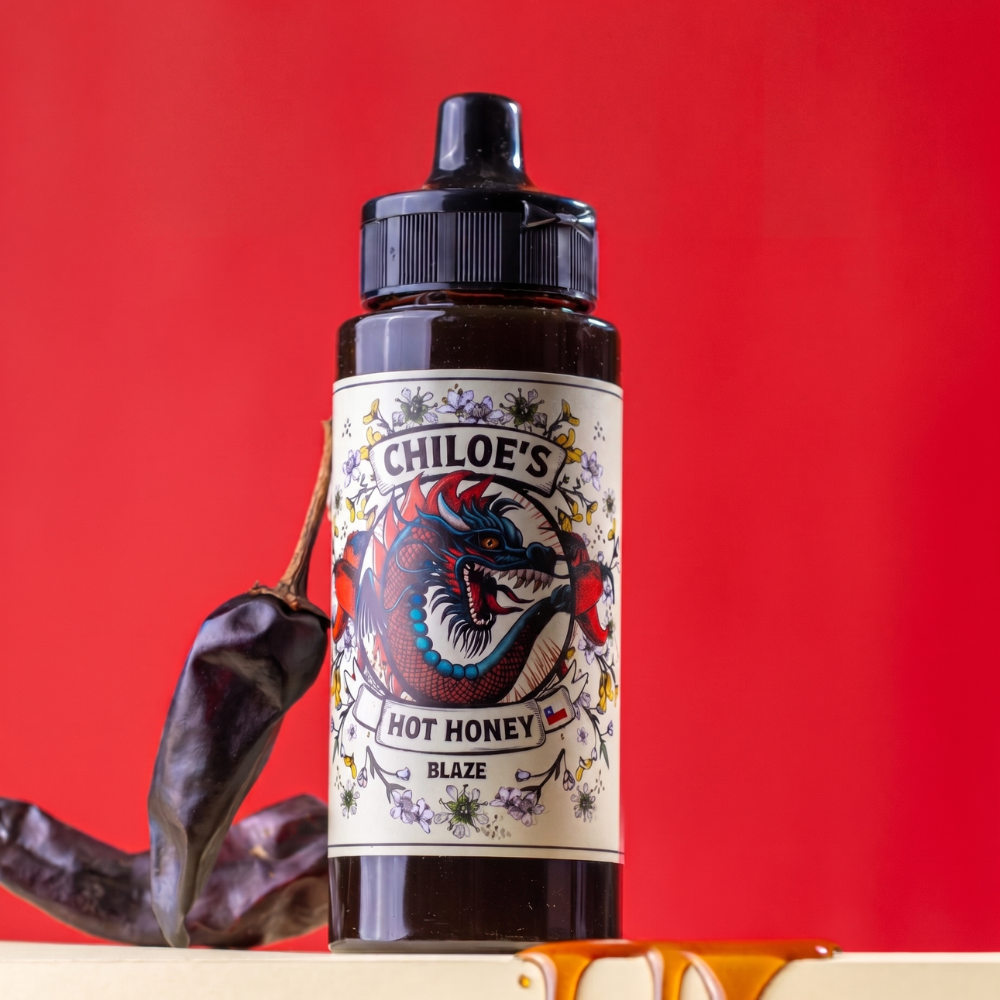 Aderezo de miel infusionada con ají cacho cabra Chiloé Hot Honey