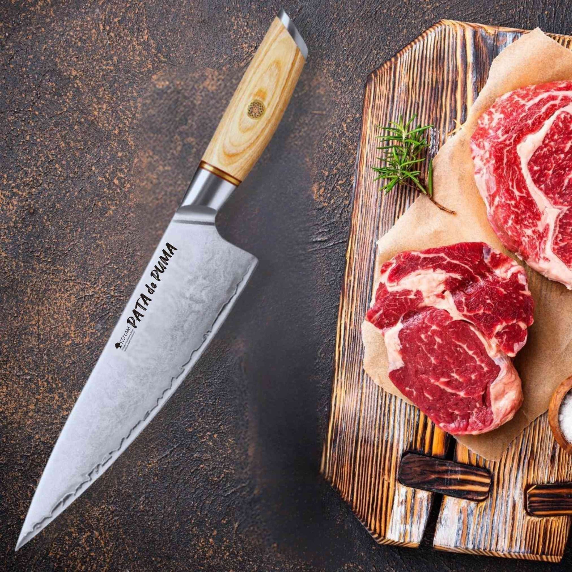 Cuchillo Chef Modelo Pata de Puma 21.2 Cm Koyam6#Amarillo Pálido