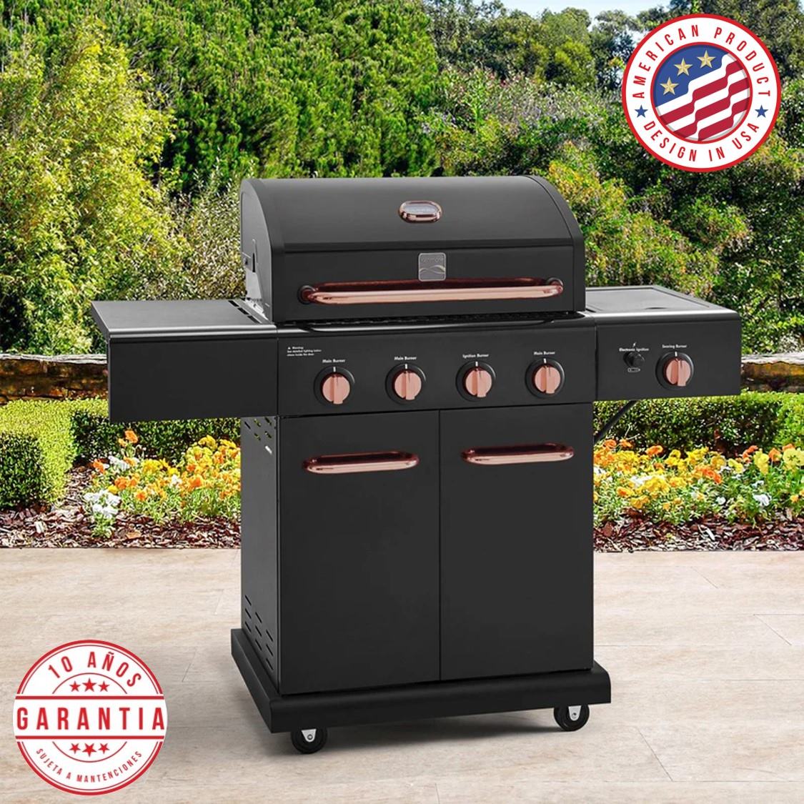 Parrilla A Gas 4 Quemadores + Sellador Lateral Kenmore2#Negro