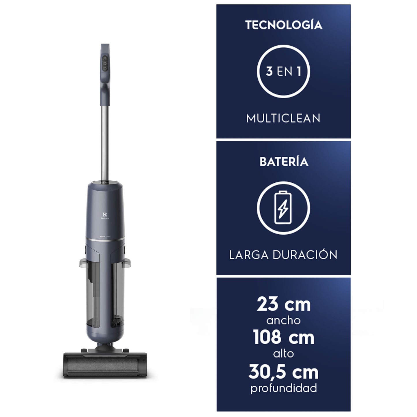 Aspiradora Mopa Inalámbrica MultiClean 3 en 1 EMC2500 Electrolux7#Azul