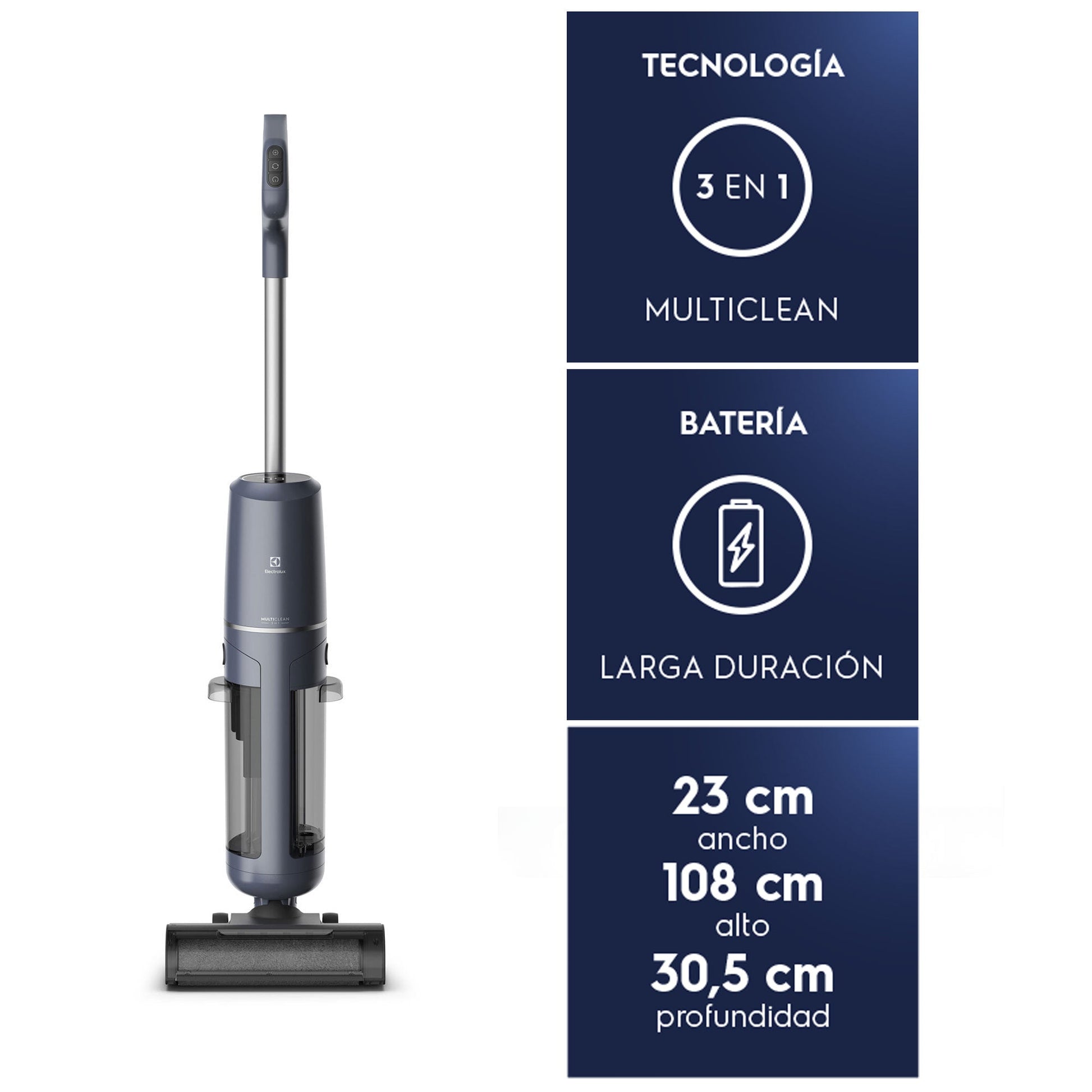 Aspiradora Mopa Inalámbrica MultiClean 3 en 1 EMC2500 Electrolux7#Azul