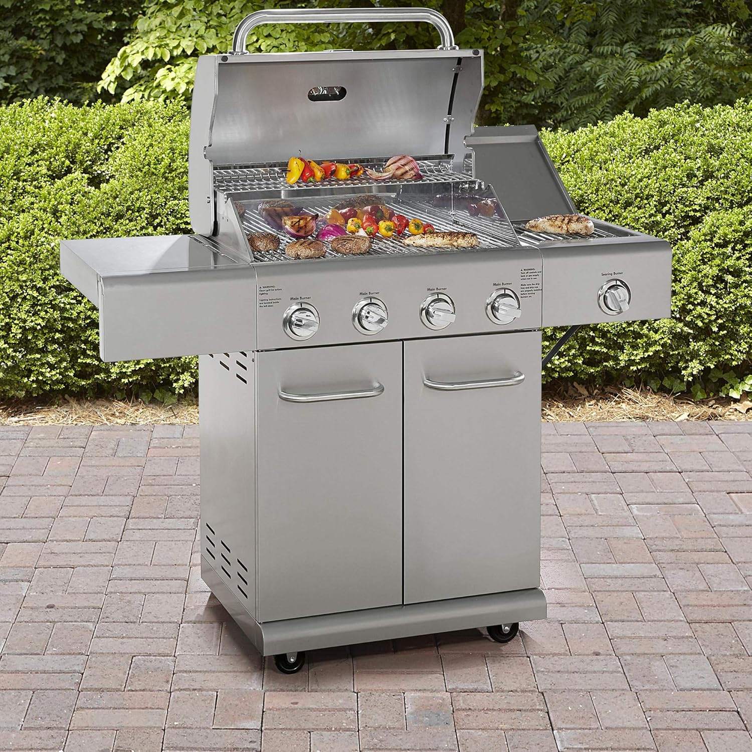 Parrilla a Gas 4 Quemadores + Sellador Lateral Kenmore1#Plata