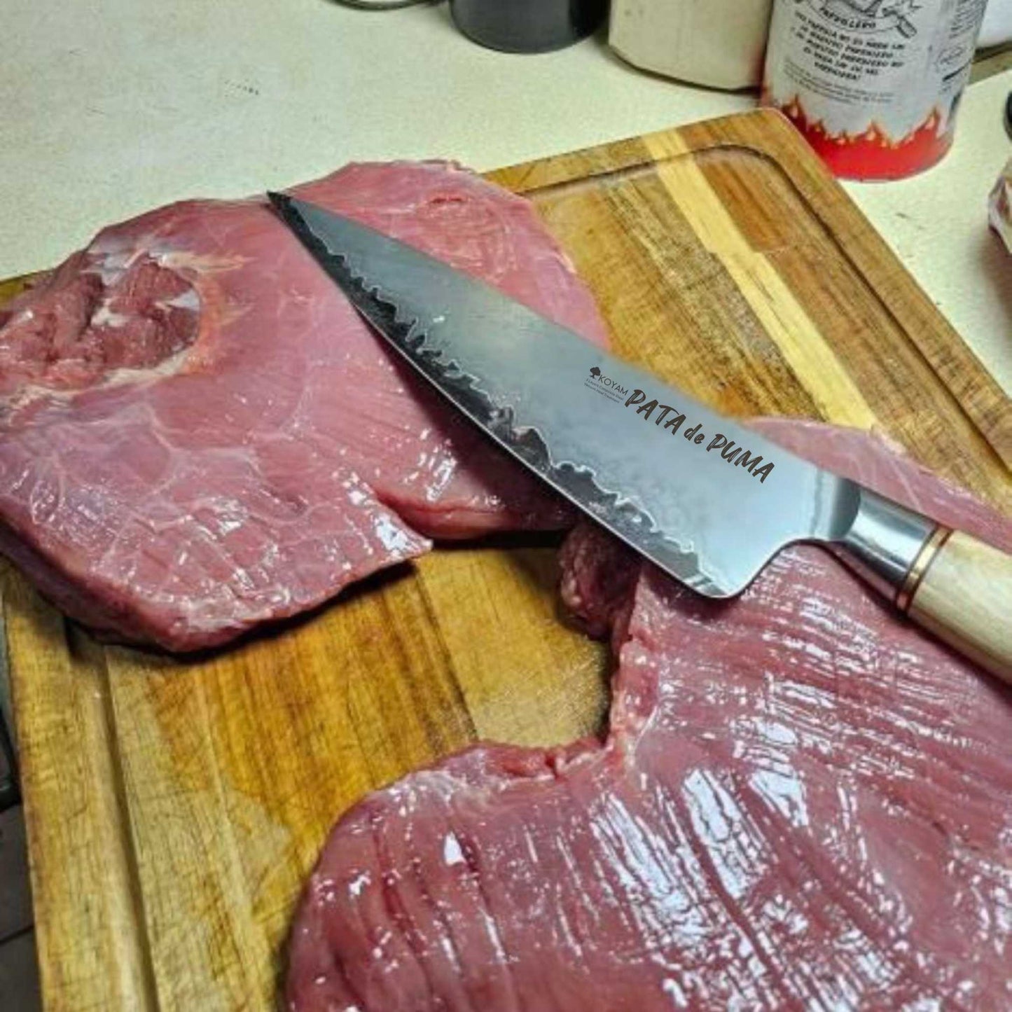 Cuchillo Chef Modelo Pata de Puma 21.2 Cm Koyam7#Amarillo Pálido