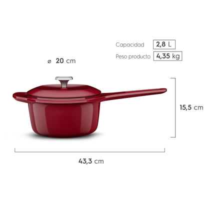 Olla Cacerola de Hierro Fundido Esmaltado Expert 20 cm Electrolux3#Rojo