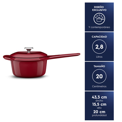 Olla Cacerola de Hierro Fundido Esmaltado Expert 20 cm Electrolux6#Rojo