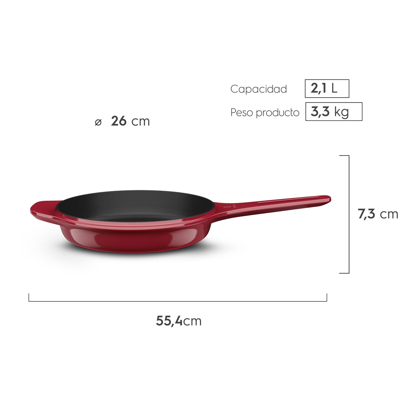 Sartén de Hierro Fundido Esmaltado Expert 26 cm Electrolux3#Rojo