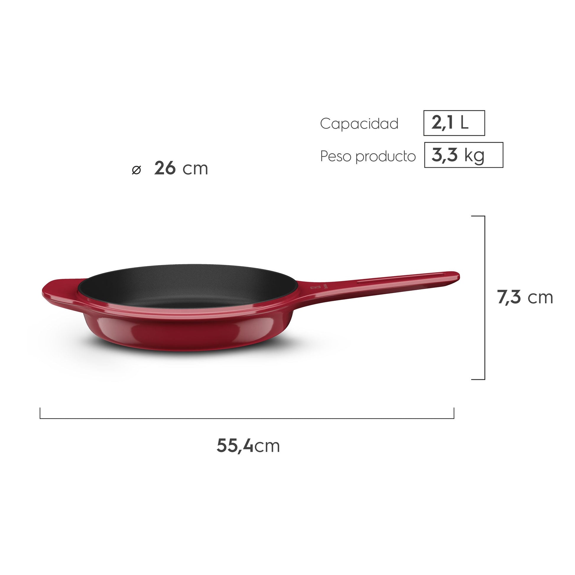 Sartén de Hierro Fundido Esmaltado Expert 26 cm Electrolux3#Rojo