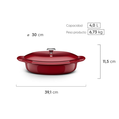Wok de Hierro Fundido Esmaltado Expert 30 cm Electrolux3#Rojo