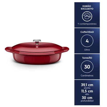 Wok de Hierro Fundido Esmaltado Expert 30 cm Electrolux6#Rojo