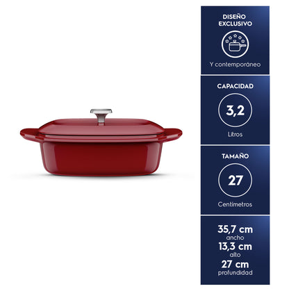 Olla Ovalada de Hierro Fundido Esmaltado Expert 27 cm Electrolux8#Rojo