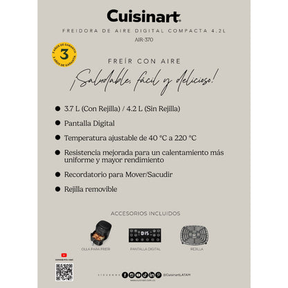 Freidora De Aire Digital Compacta AIR370CL 3.7 Lts Cuisinart7#Negro