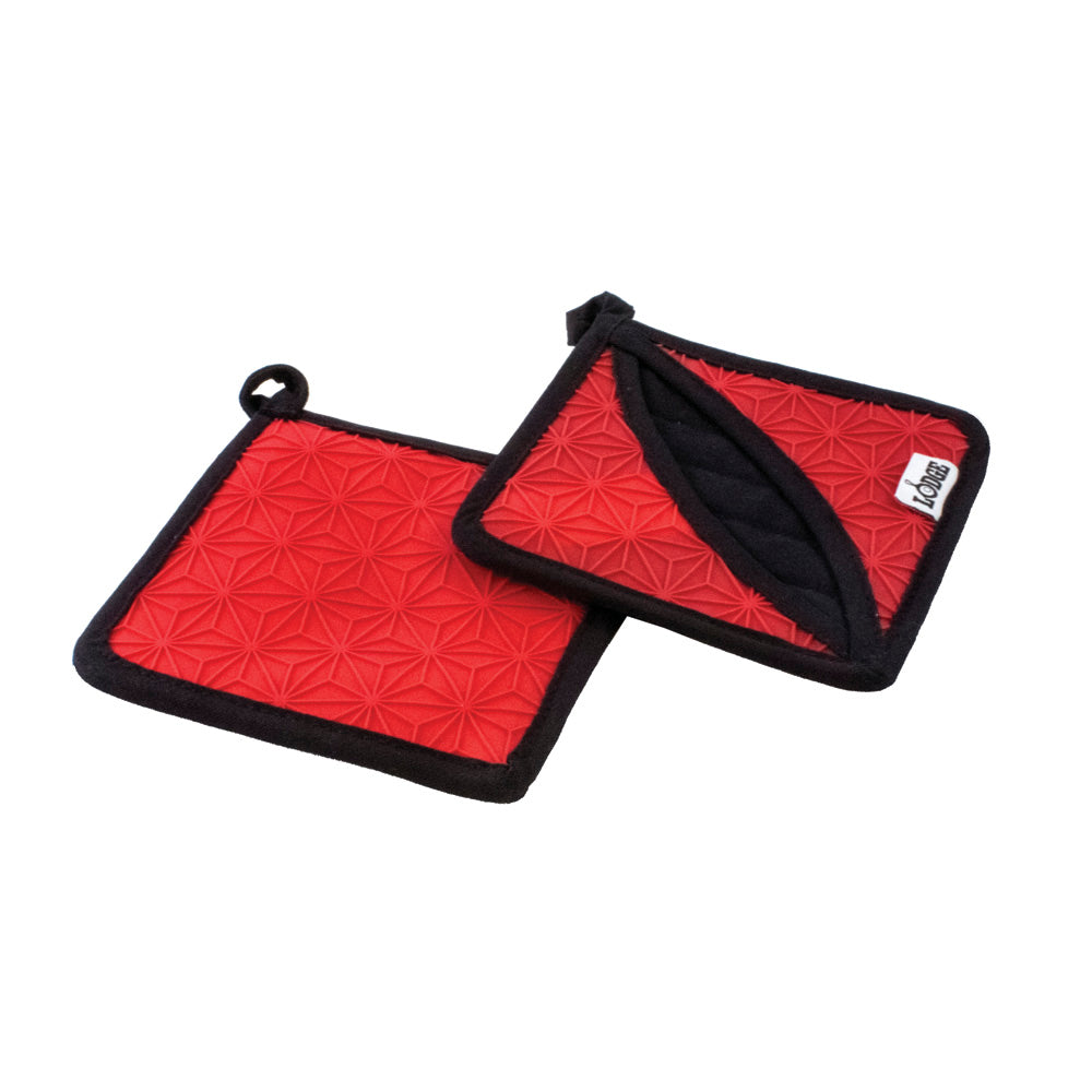 Toma Ollas De Tela Y Silicona Lodge Cast Iron2#Rojo