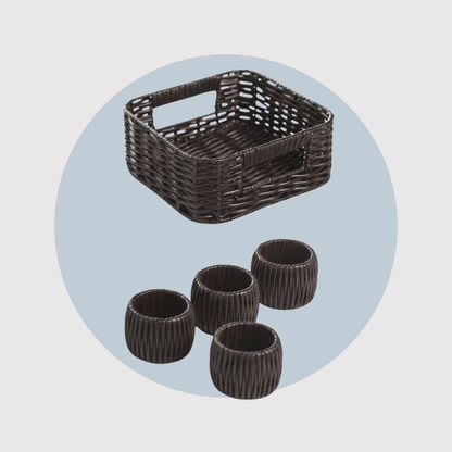 Kit Set 4 Anillos para Servilletas Coquinaria +Servilletero Coquinaria