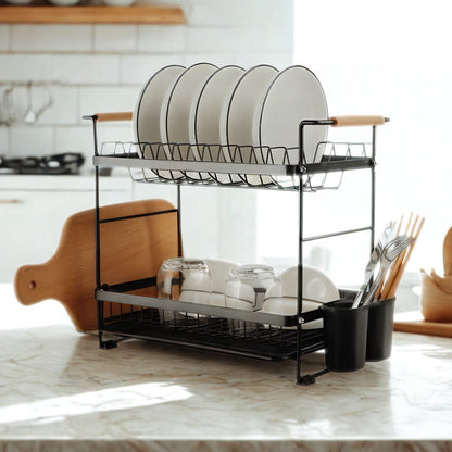Secaplatos Escurridor Acero Inox Bilbao 2 Niveles Simplit15#Negro