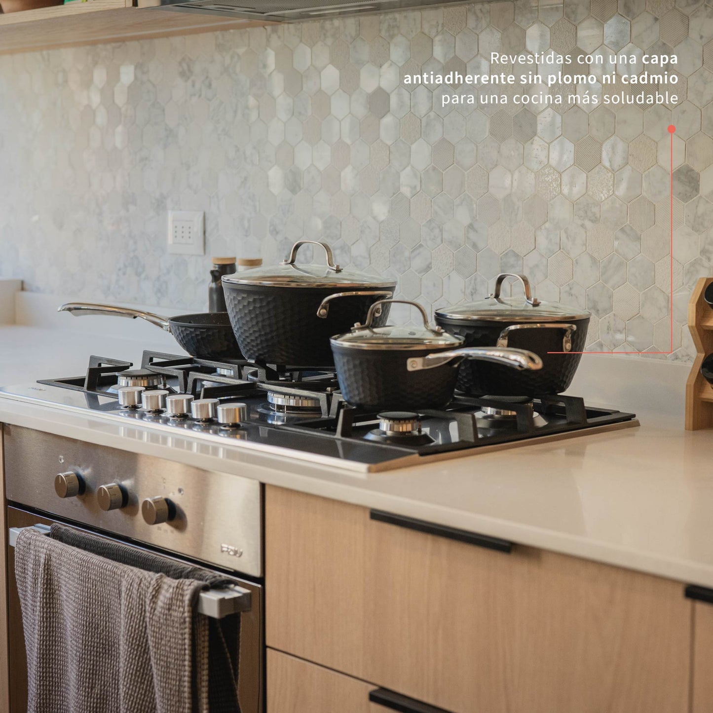 Batería de Cocina Antiadherente Copper 7 Pzs Simplit12#Negro