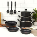 Batería de Cocina Antiadherente Supercook 12 PCS Tefal1#Negro
