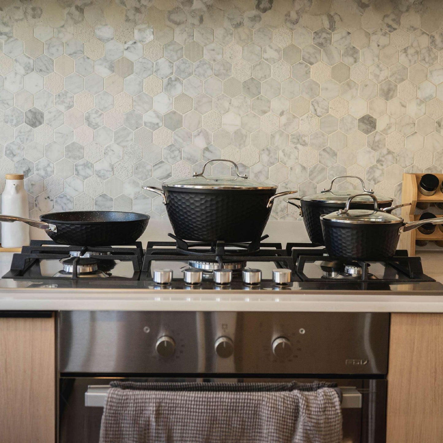 Batería de Cocina Antiadherente Copper 7 Pzs Simplit1#Negro