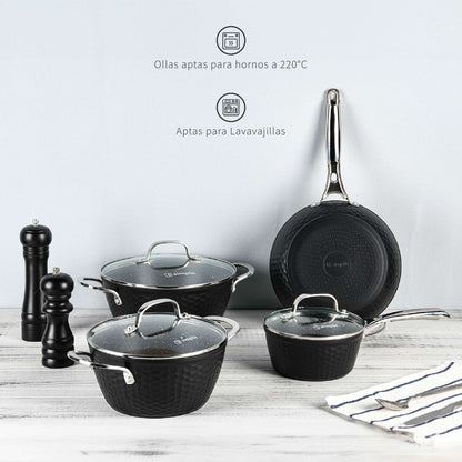 Batería de Cocina Antiadherente Copper 7 Pzs Simplit9#Negro