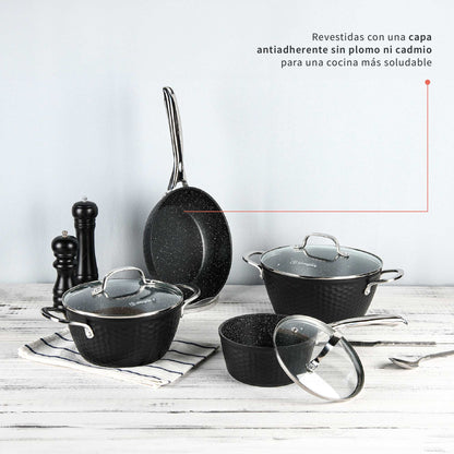 Batería de Cocina Antiadherente Copper 7 Pzs Simplit8#Negro