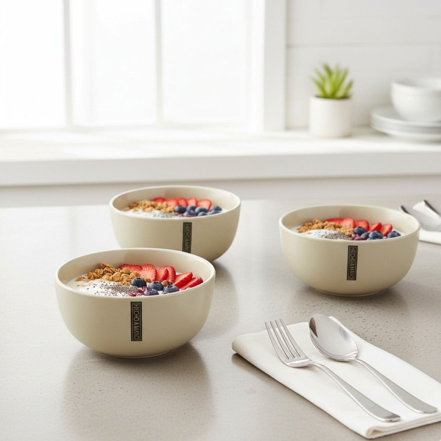 Set 4 Bowls Cerámica Lauca 15 cm Decoexpress4#Arena