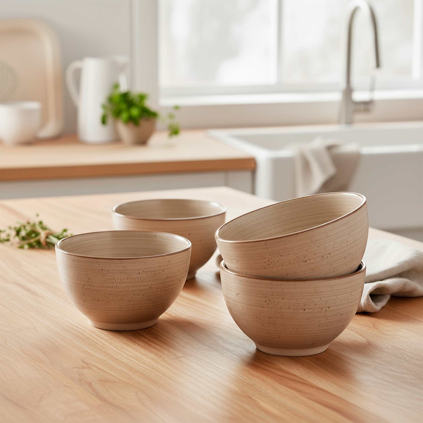 Set 4 Bowls Cerámica 8,5cm Siena Simplit2#Beige